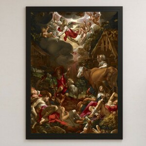 Art hand Auction Joachim Wutewael Annunciation to the Shepherds Painting Art Glossy Poster A3 Bar Cafe Classic Interior Religious Painting Bible Christianity, Housing, interior, others