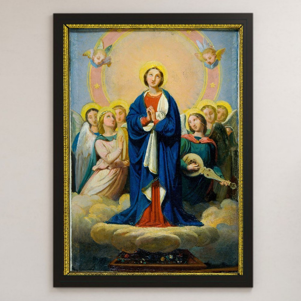 Jean Louis Bizard Assumption of the Virgin Mary Painting Art Glossy Poster A3 Bar Cafe Classic Interior Religious Painting Mary Christianity Bible, residence, interior, others