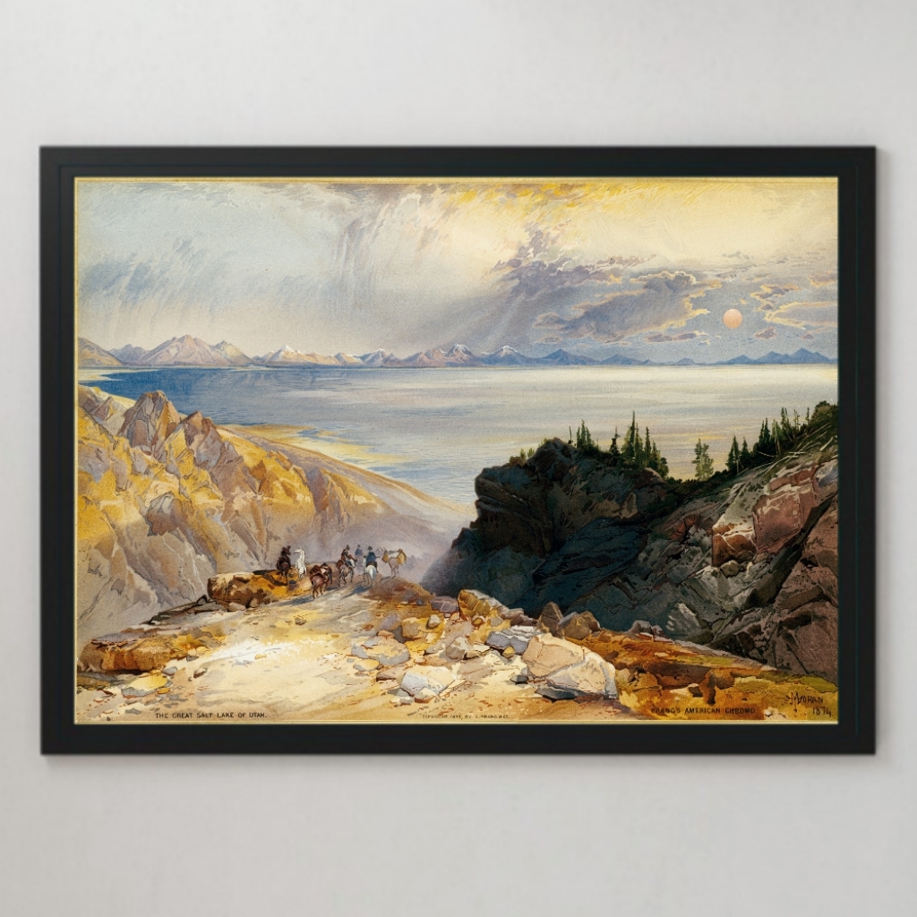 Thomas Moran peinture du grand lac salé, affiche d'art brillante A3 Bar café classique rétro intérieur américain Utah peinture de paysage, résidence, intérieur, autres