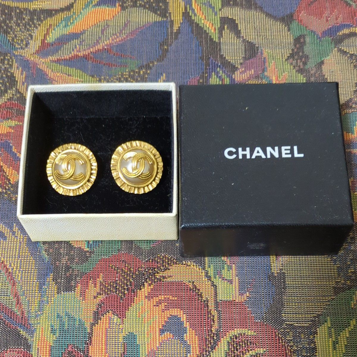 CHANEL シャネル ココマークフェイクパール イヤリング ゴールド ヴィンテージ 箱付き