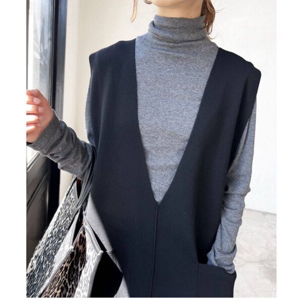 スピックアンドスパン ニットベスト ワンピース ブラック Spick Span