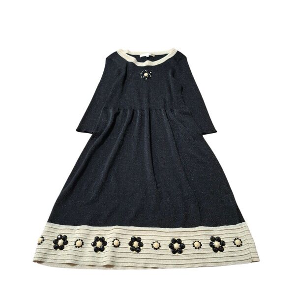 スーパービューティー ビジュー付リブニットワンピース 42