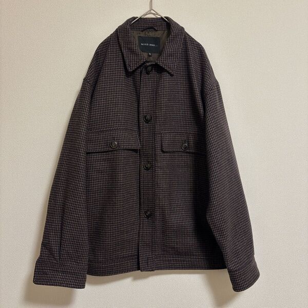 ニコアンド niko and ウール混 ジャケット 千鳥格子柄 M ブルゾン