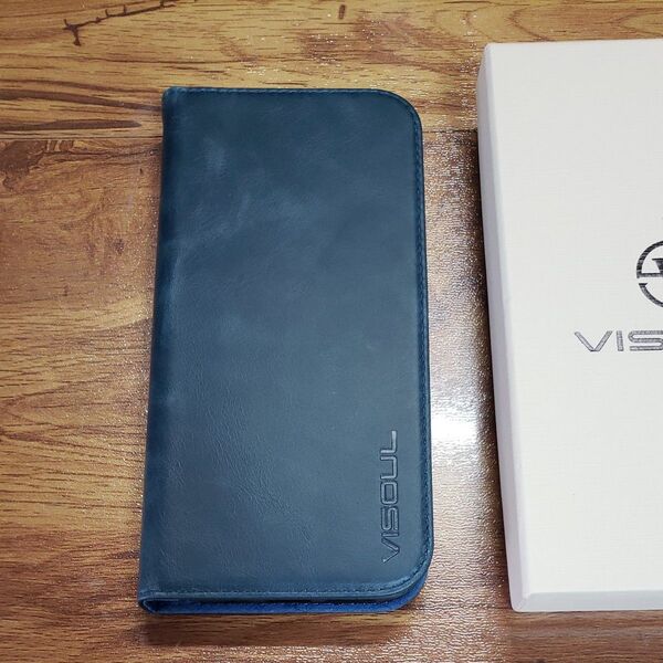 iPhone 17 Pro Max 用本革製手帳型ケース ブルー マグセーフ対応