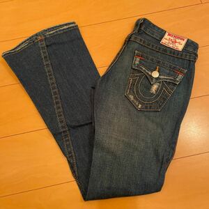 TRUE RELIGION トゥルーレリジョン　ダメージデニム　インディゴ　24