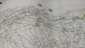 　古地図 　沼田　群馬県　地図　資料　46×57cm　　明治41年測量　　昭和54年発行　書き込み