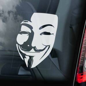 ◆期間限定値下げ【Anonymous Mask アノニマス・マスク 】外張り@カーステッカー@145 x 100mm@外貼り ウインドウ シール@ハッカー@B1@3140