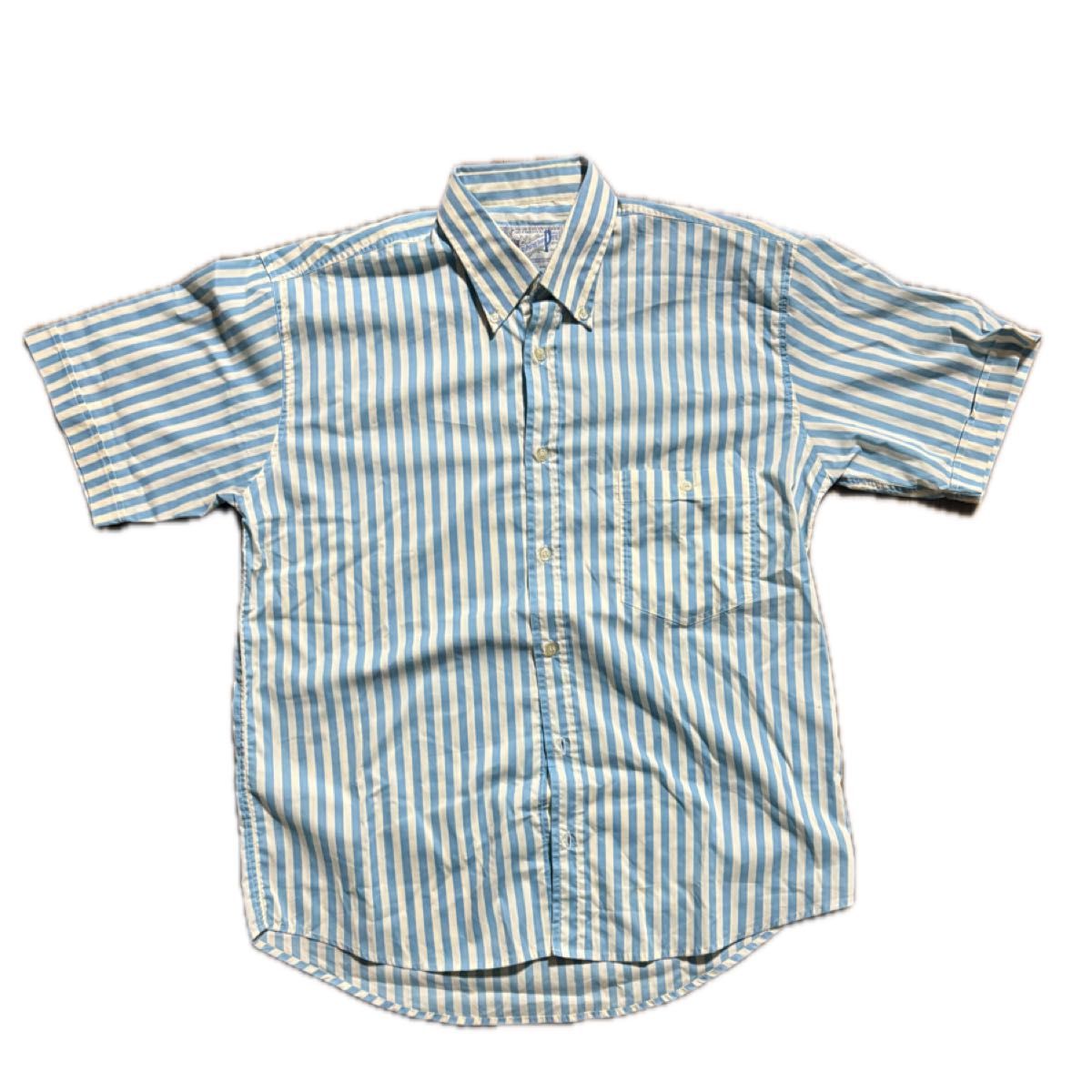 90s ストライプシャツ 半袖シャツ 古着 ヴィンテージ ストライプ 半袖ボタンダウンシャツ