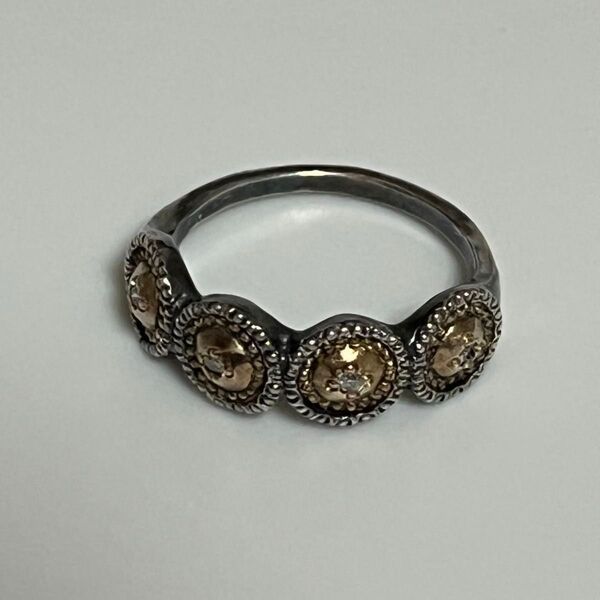 ラスティソート rusty thought シルバー ゴールド コンビリング 指輪 アンティーク風 ダイヤ K10 925