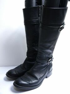  Samsonite Samsonite long boots black low heel 37 23.5cm Roo mania made O652-78 A