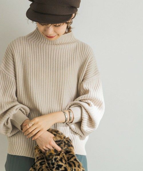 アーバンリサーチ　冬　ボトルネック　リブ　ニット　長袖