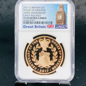 【鑑定4枚】2017年 イギリス ウィンザー朝 100周年 記念金貨 5ポンド 金貨 NGC PF69UC ER 投資 英国 アンティークコイン モダン 人気の画像4