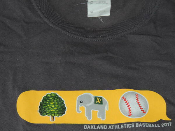 Used MLB オークランド・アスレチックス 絵文字Tシャツ(M)使用感有り。球場配布非売品, Oakland Athletics