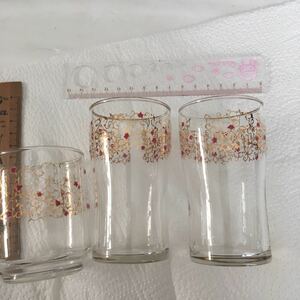 金縁　金彩　昭和レトロ 昭和レトロポップ 花柄 クリスタルガラス　コップ　一口グラス