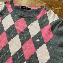 美品 Burberry Black Label バーバリー ブラックレーベル アーガイル柄 コットンニット メンズ 2サイズ ゴルフに最適 golf_画像3