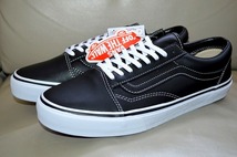 新品未使用 VANS バンズ レザー OLD SKOOL オールドスクール ブラック 黒 白 US9 27センチ 送料無料_画像2