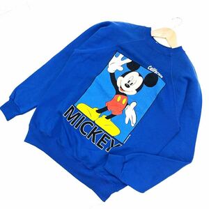 90s ヴィンテージ ☆ ミッキー ☆ MICKEY USA製 スウェット トレーナー ブルー Mサイズ レトロプリント【概ね美品♪】アメカジ ■CG52