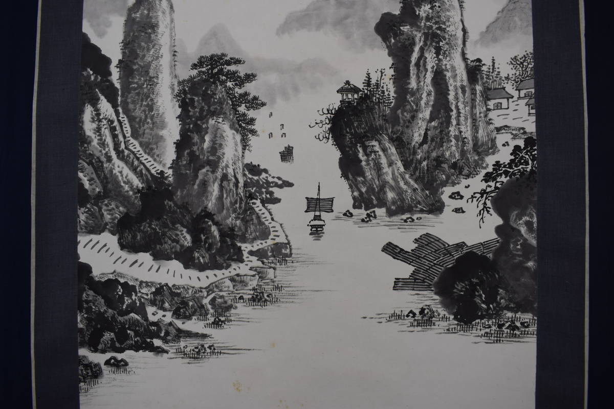 Autor unbekannt/Landschaftsgemälde des Li-Flusses/Guilin, China/Hängerolle ☆Schatzschiff☆W-867 J, Malerei, Japanische Malerei, Landschaft, Wind und Mond