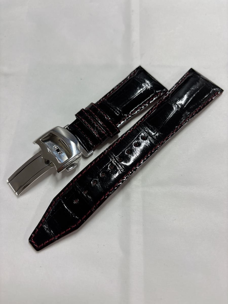 セイコー ガランテ 24mm クロコ バックル付 メンズ 腕時計 ベルト バンド ワニ革 ストラップ