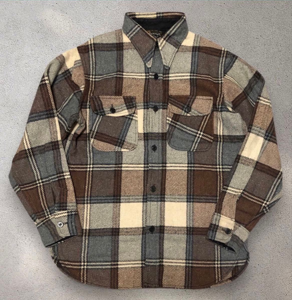 ◆TOWNCRAFT JC Penney タウンクラフト◆70's ヴィンテージ チェック柄 CPO シャツ ネルシャツ M