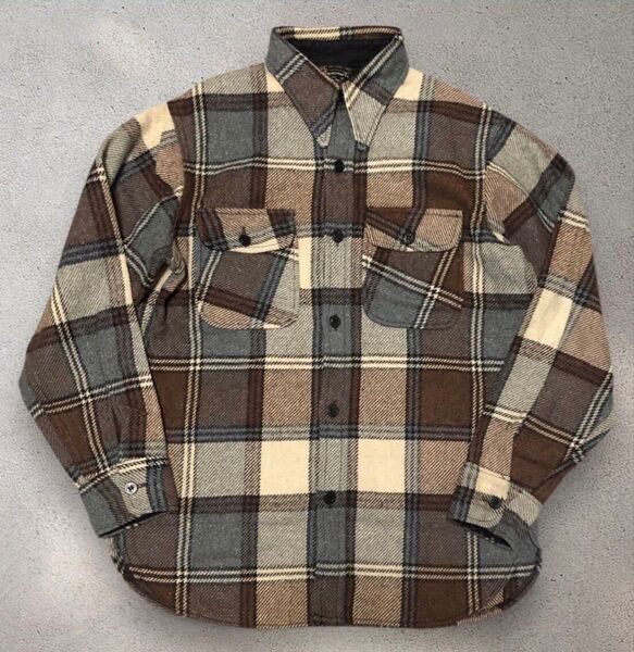 ◆TOWNCRAFT JC Penney タウンクラフト◆70's ヴィンテージ チェック柄 CPO シャツ ネルシャツ M