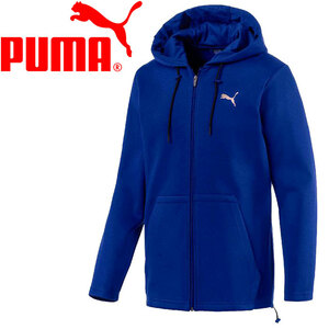 新品 PUMA プーマ VENT ウインターフーデッド ジャケット ジップ パーカー スウェット 軽量 ブルー 青 長袖 XLサイズ フード付 アウター
