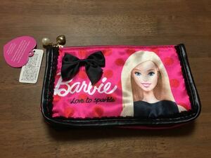 ♪新古品　バービー　Barbie　舟形ポーチ　フューシャピンク　濃いピンク　お化粧品・小物整理に