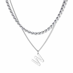 3way double chain necklace flat chain choker allergy correspondence stainless steel material stylish 