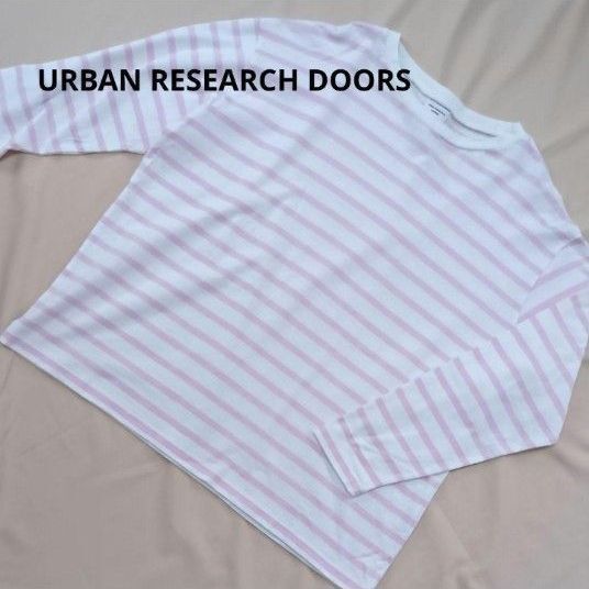 URBAN RESEARCH DOORSアーバンリサーチドアーズ ボーダーカットソーFピンク ロングTシャツ 長袖