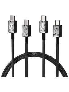 USB Cケーブル、USB Type C-Type C 3ft 0.9m充電器ナイロン編組【2本セット 黒 】