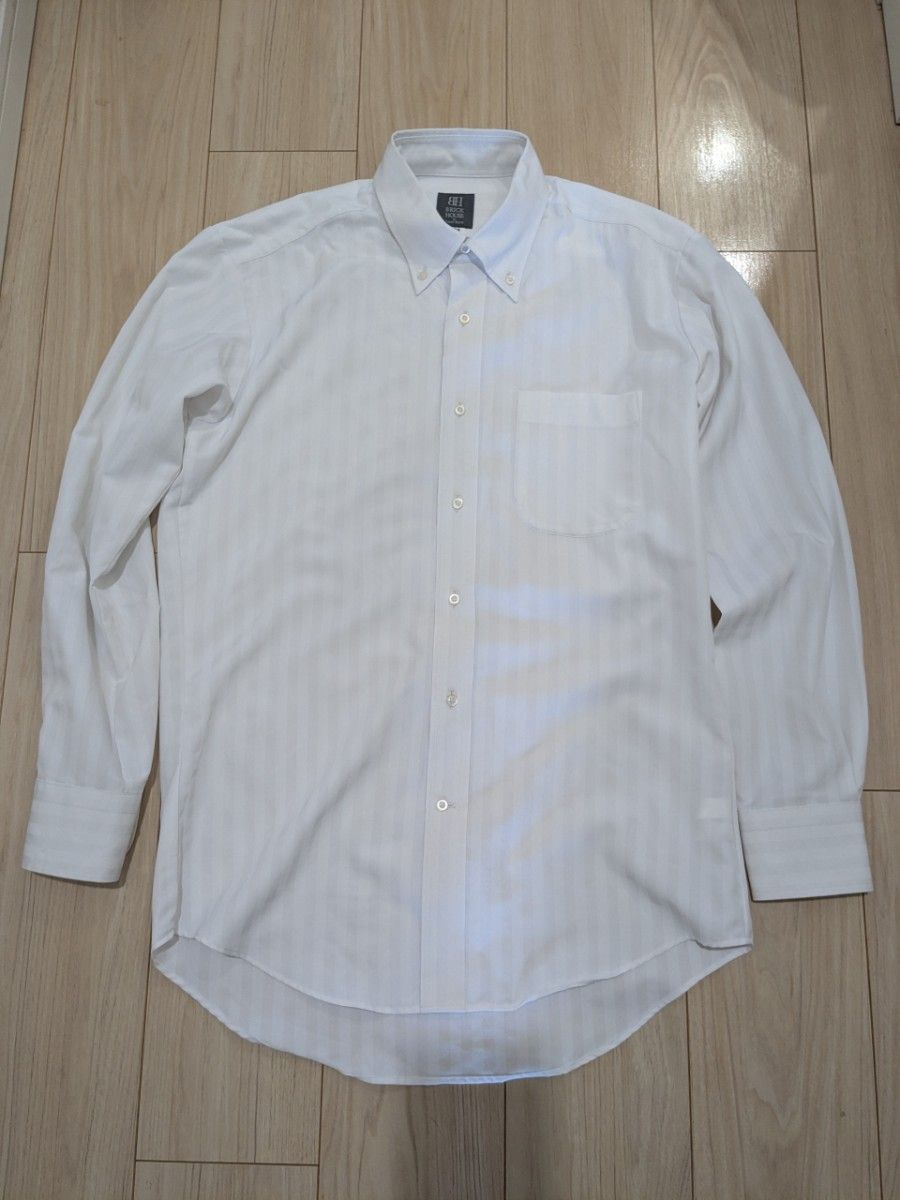 長袖シャツ ボタンダウン ストライプ ワイシャツ ブリックハウス 東京シャツ ノンアイロン