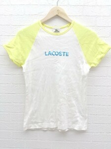 ◇ LACOSTE ラコステ 半袖 プリント Tシャツ カットソー 42 イエロー　ホワイト * 1002800234424