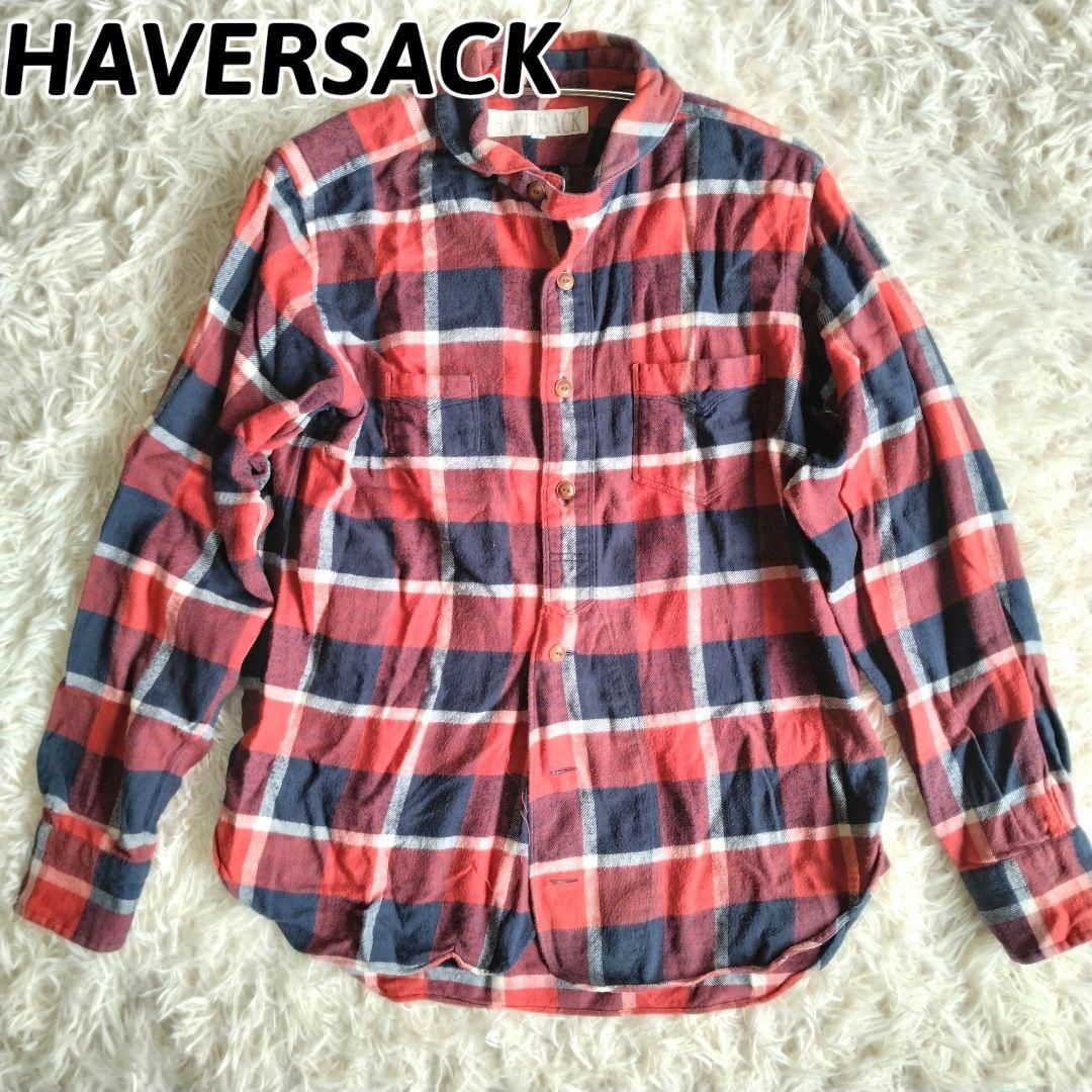 訳アリ　ハバーサック 　ネルシャツ　フランネルシャツ　長袖シャツ　ワークシャツ　ラウンドカラー　チェック柄　メンズ　コットン　綿