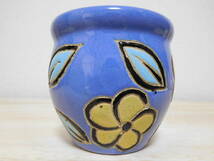 K71-12S 花器小　花瓶小　陶器　花柄　中古　高さ約9.2ｃｍ　（16）_画像4
