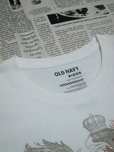 OLD NAVY オールドネイビー Tシャツ 綿 ポリエステル 長袖 プリント 丸首 クルーネック M 白 ホワイト X-003970 ゆうパケット_画像3