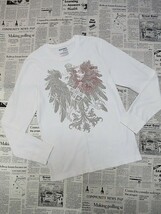 OLD NAVY オールドネイビー Tシャツ 綿 ポリエステル 長袖 プリント 丸首 クルーネック M 白 ホワイト X-003970 ゆうパケット_画像1