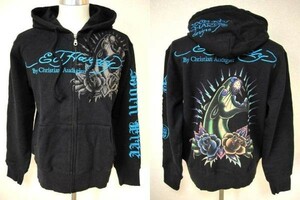 新品 エドハーディー Ed Hardy ジップ パーカー 黒豹 M 黒 000067