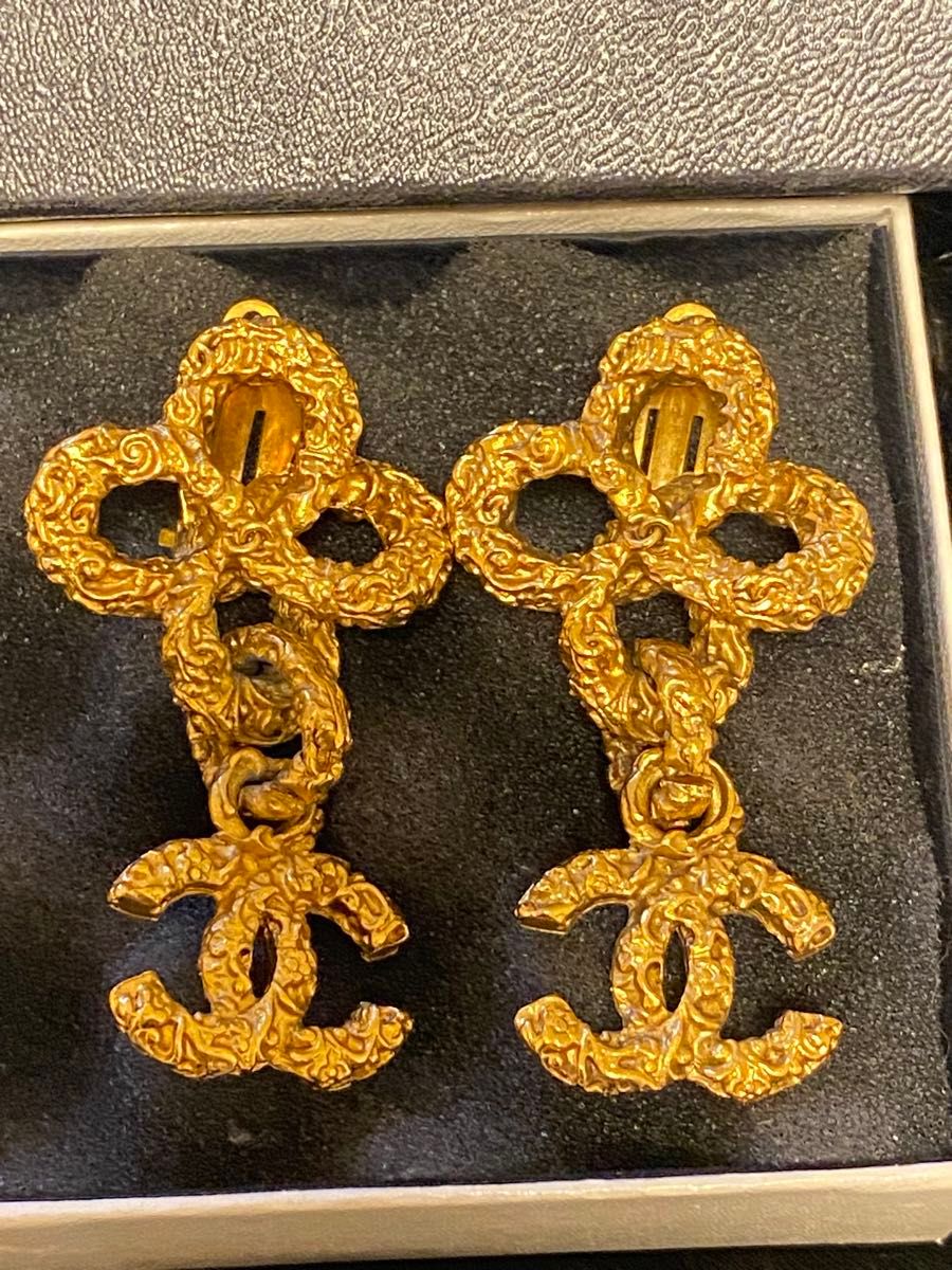 貴重！CHANEL シャネル ココマーク クローバー イヤリング ゴールド ヴィンテージ箱有り