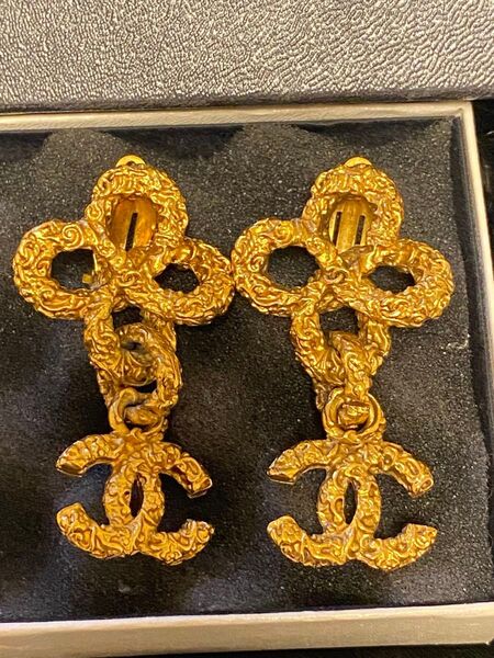 貴重!CHANEL シャネル ココマーク クローバー イヤリング ゴールド ヴィンテージ箱有り