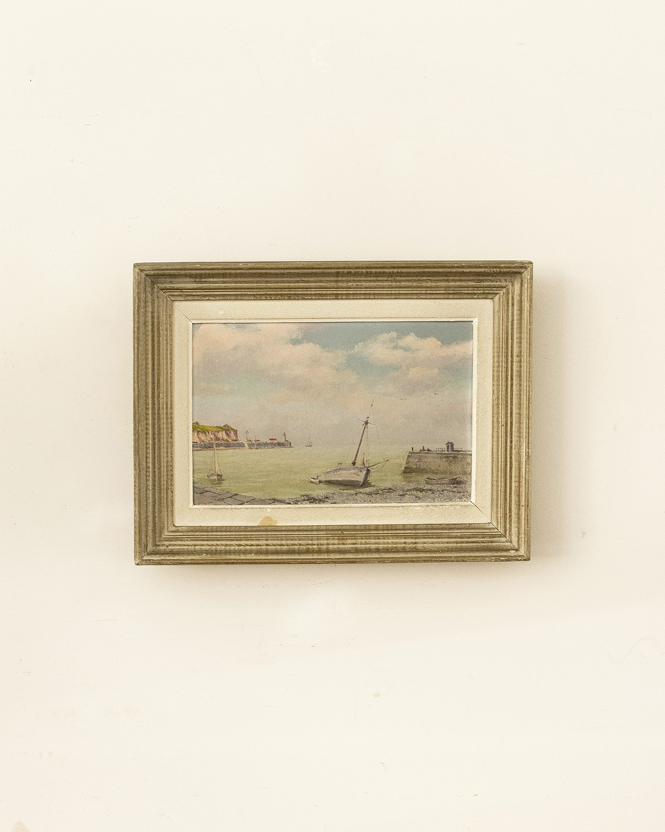 jf01277 France * Français antique * Peinture Art mural Peinture de paysage marin Ciel Bateau Peinture cadre Art antique Encadré Art Atelier Nature Impressionnisme, Peinture, Peinture à l'huile, Nature, Peinture de paysage