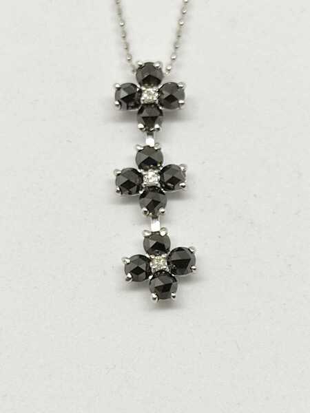 ◆新品◆ K18WG ブラックダイヤ&ダイヤ ネックレス