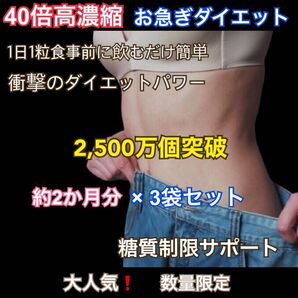 ハッピー出品価格! お得な3袋セット 有名人愛用 肥満解消 短期集中 ダイエットサプリ 食べる前に飲むだけ 糖質制限
