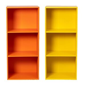 【新品】カラーボックス3段 2個セット(オレンジ&イエロー)教科書 絵本棚 おもちゃ棚 カラフル