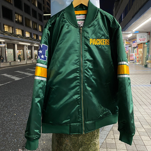 USA正規品【3XL】 Mitchell&Ness ミッチェル&ネス NFL グリーンベイ Packers パッカーズ サテン スタジアムジャンパー スタジャン アメフト