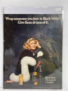 1972年12月15日号LIFE誌広告切り抜き【BLACK VELVET/カナディアンウィスキー】アメリカ買い付け品70sお酒バーカフェレストランインテリア