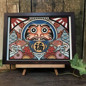 better fortune peace pattern .. want luck .. blue color original illustration B5 size big catch flag art poster interior poster 
