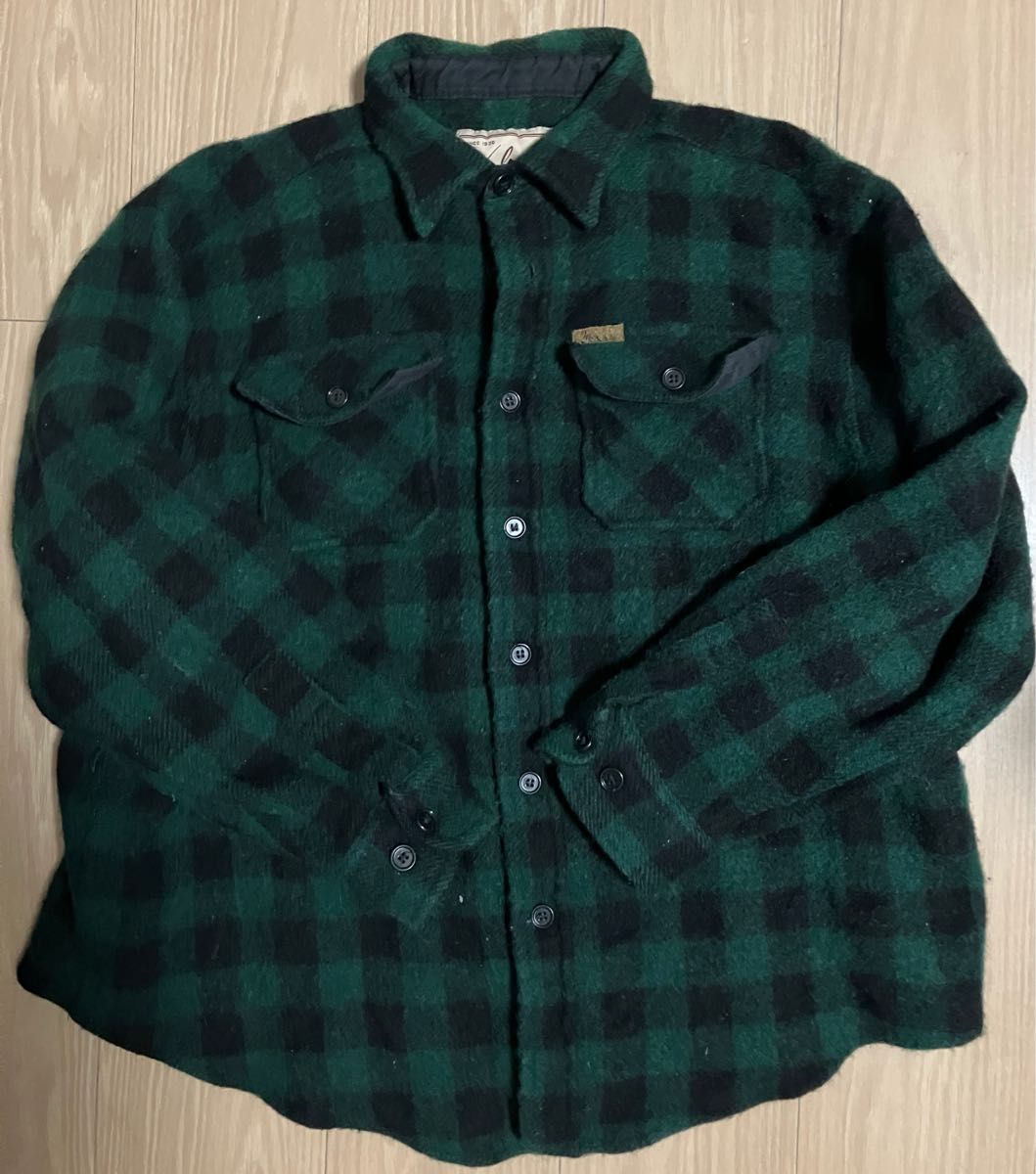 ウールリッチWoolrich　90'sヴィンテージ 長袖ネルシャツ 緑と黒のバッファローチェック柄 サイズ:XL