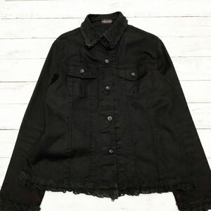 ゴシックデザインのジャケット 黒 レース フリル M-Lサイズ〈古着 美品 used〉B31