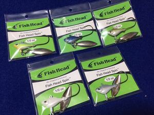 ☆ Fish Head Spin 1/2oz 5色セット バス、シーバス、タチウオ、サワラ、ヒラメ、マゴチ、青物、根魚、その他