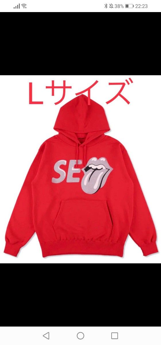 WIND AND SEA THE ROLLING STONES × WDS HOODIE　RED L